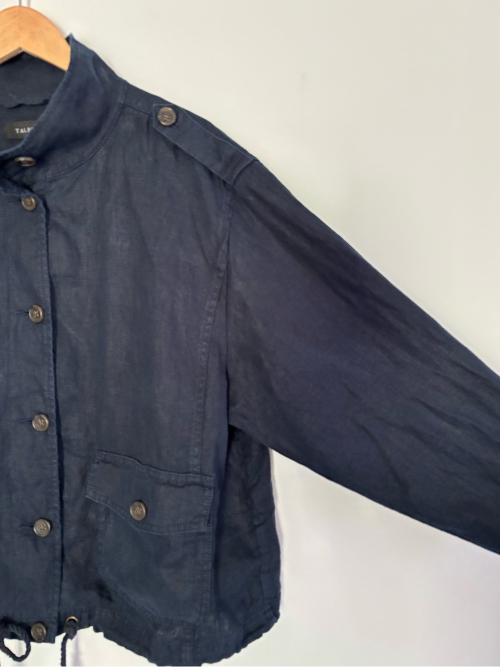 Talbots Women’s Navy Blue 100% Linen Button Front Utility Field Jacket XL - Picture 5 of 16